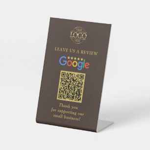 Simple Custom Google Reviews QR Code Business Logo Pedestal Sign