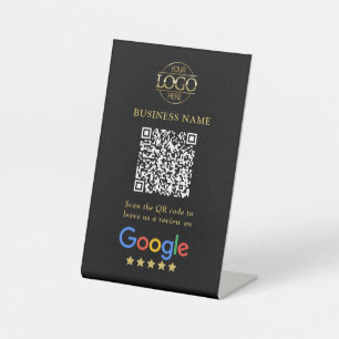 Simple Custom Google Reviews QR Code Business Logo Pedestal Sign