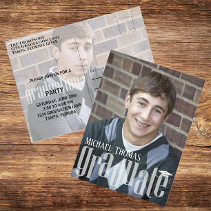 Simple Custom Graduation Photo Announcement Postcard