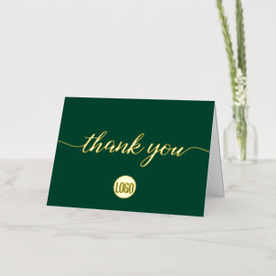 Simple Custom Green and Gold logo Business Foil Greeting Card