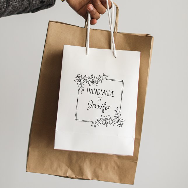 Simple Custom Handmade, Floral Business  Rubber Stamp (Creator Uploaded)