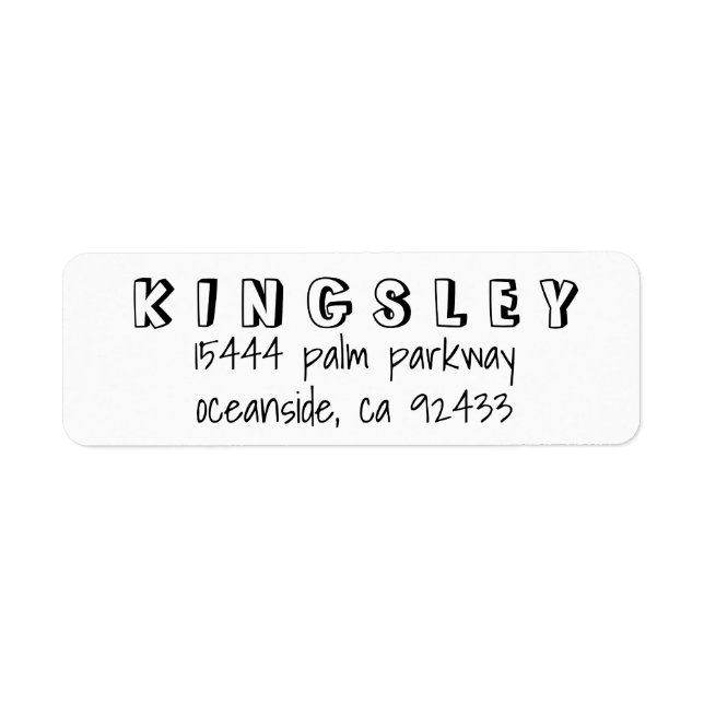 Simple Custom Handwritten Return Address Label (Front)
