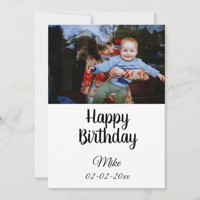 simple custom happy birthday photo  invitation (Front)