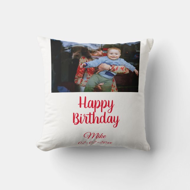 simple custom happy birthday photo  invitation cushion (Front)