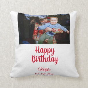 simple custom happy birthday photo invitation cushion