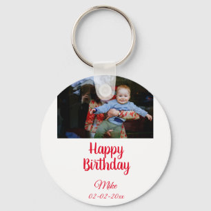 simple custom happy birthday photo invitation key ring