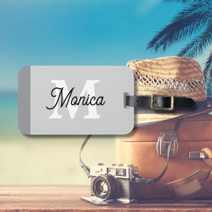 Simple Custom Initial Name Monogram Modern Luggage Tag