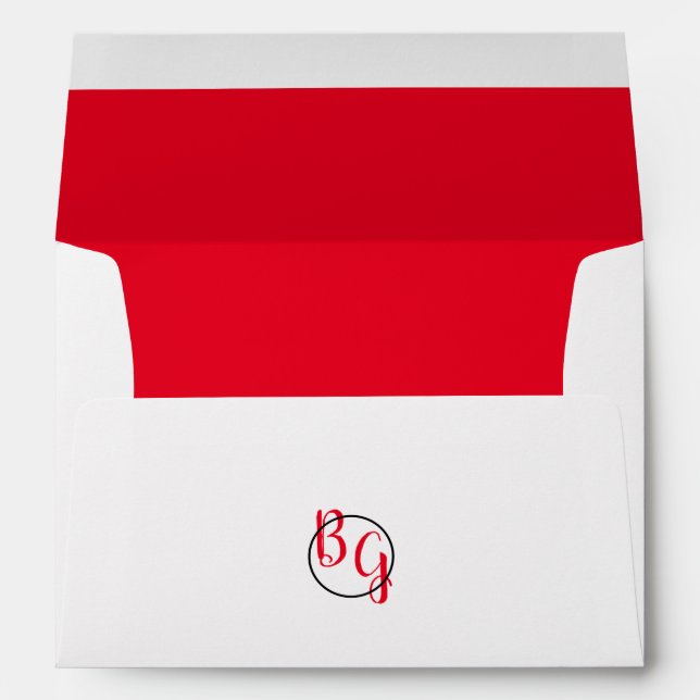 Simple Custom Initials 5x7 Wedding Invitation  Envelope (Back (Bottom))