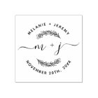 Simple Custom Leaves Initials Script Round Wedding