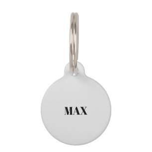 Simple custom light grey minimalist dog Name info Pet Tag