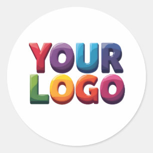 Simple Custom Logo and Text Business Classic Round Sticker