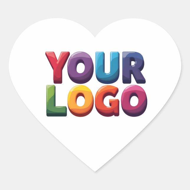 Simple Custom Logo and Text Business Heart Sticker (Front)