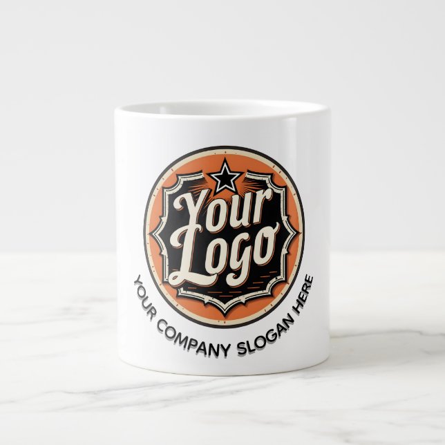 Simple Custom Logo and Text Business Large Coffee Mug (Front)