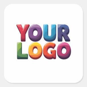 Simple Custom Logo and Text Business Square Sticker
