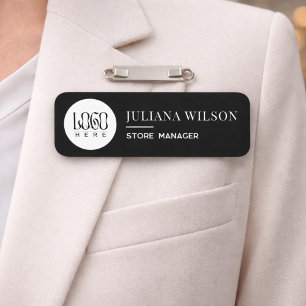 Simple Custom Logo Employee Magnetic Safety Pin Name Tag