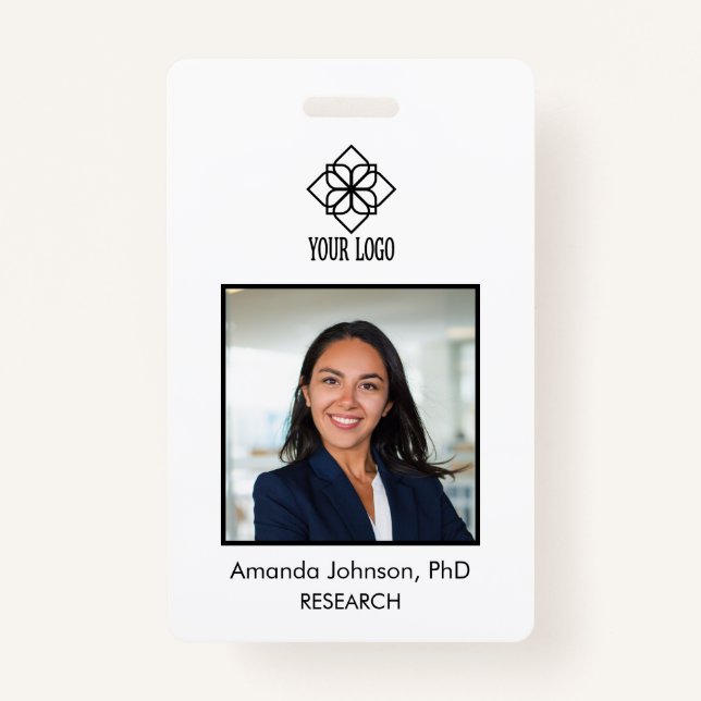 Simple Custom Logo Employee Photo ID  ID Badge (Front)