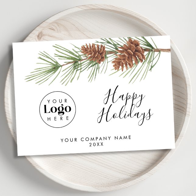 Simple Custom Logo Holiday Business Thank You Card (Creator Uploaded)