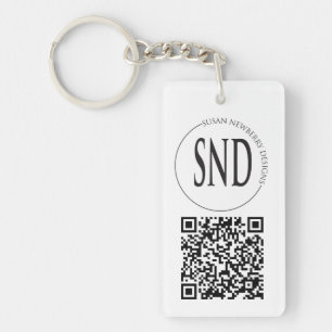 Simple Custom Logo QR Code Business Key Ring