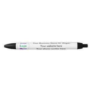 Simple Custom Logo Small Business White Black Ink Pen