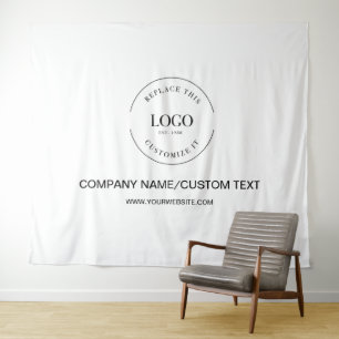 Simple Custom Logo text website backdrop Company Tapestry