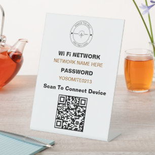 Simple Custom Made Logo QR Code Wifi Details Pedestal Sign