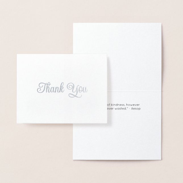 Simple Custom Message Folded Foil Thank You Card (Display)