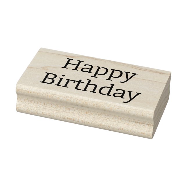 Simple Custom Message Happy Birthday Wood Art  Rubber Stamp (Stamp)