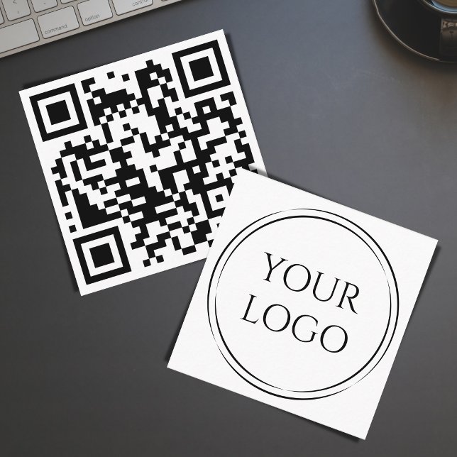 Simple Custom Modern Minimalist QR Code Logo Square Business Card (just QR code and logo)