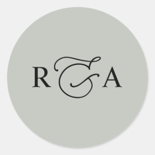Simple Custom Monogram Sage Green Personalised Cla Classic Round Sticker