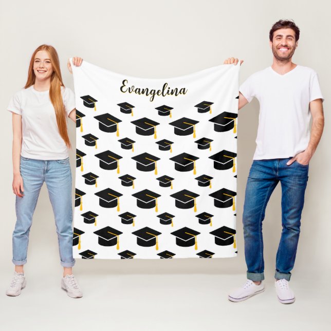 Simple Custom Name Graduation Graduate Fleece Blanket (In Situ)