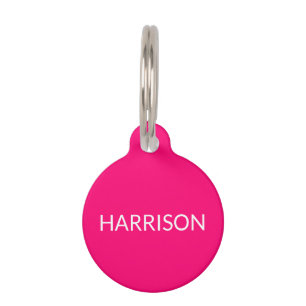Simple custom name hot pink dog contact Info Pet Tag