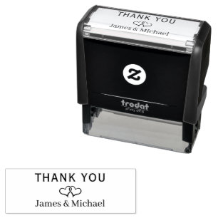 Simple Custom Names Double Hearts Thank You Self-inking Stamp