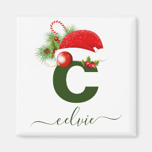 Simple Custom Personalised Monogram Christmas Magnet