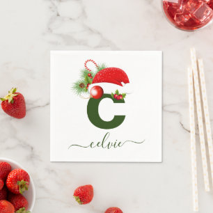 Simple Custom Personalised Monogram Christmas Napkin