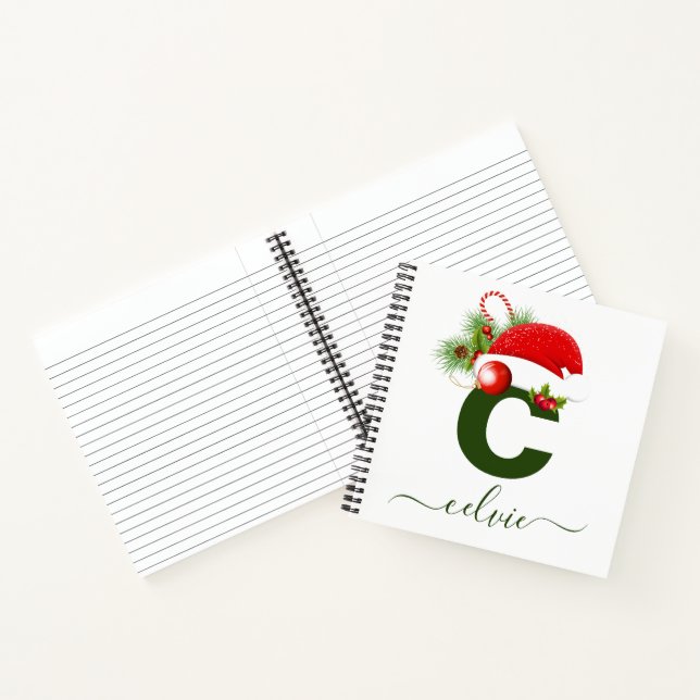 Simple Custom Personalised Monogram Christmas Notebook (Inside)