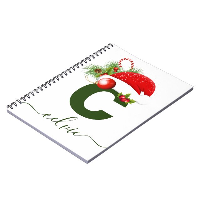 Simple Custom Personalised Monogram Christmas Notebook (Left Side)