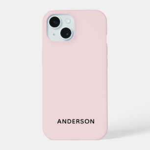 Simple Custom Personalised Pastel Pink iPhone 15 Case