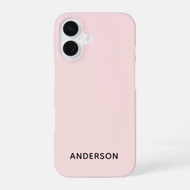 Simple Custom Personalised Pastel Pink iPhone 16 Case (Back)