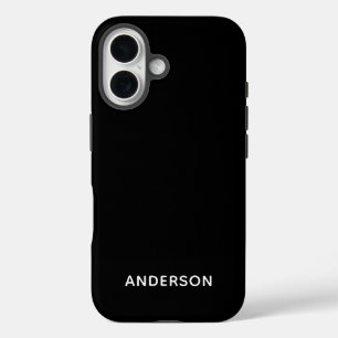 Simple Custom Personalized Black iPhone 16 Case