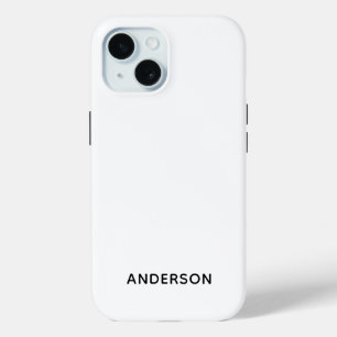 Simple Custom Personalized White iPhone 15 Case