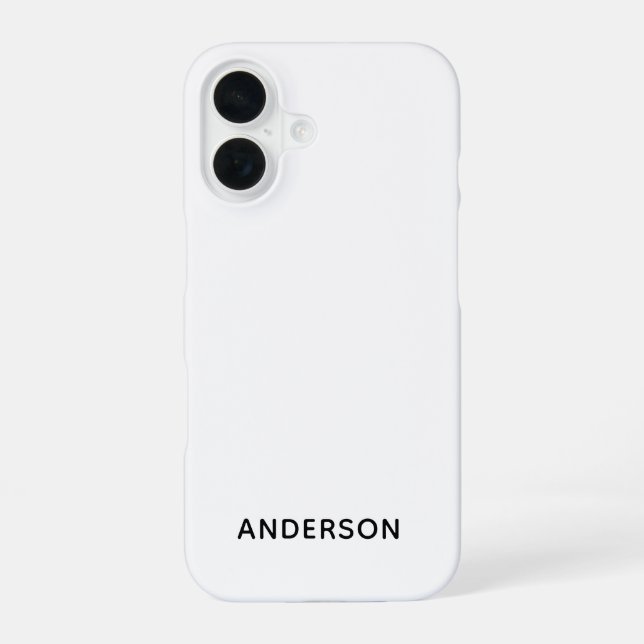 Simple Custom Personalized White  iPhone 16 Case (Back)