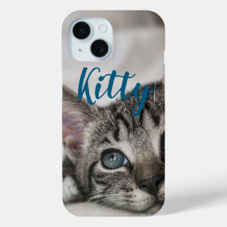 Simple Custom Pet Name and Photo iPhone 15 Case