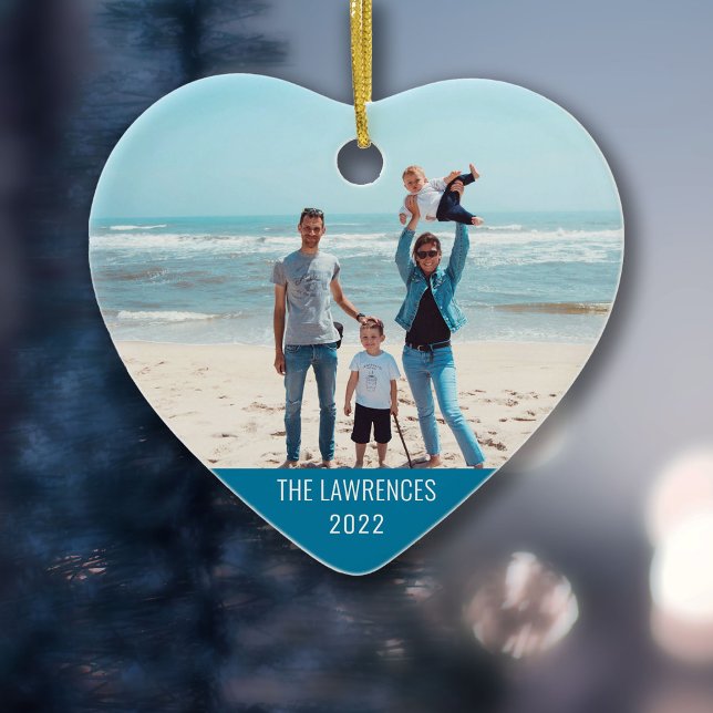 Simple Custom Photo 2-sided Heart Shaped  Ceramic Ornament (Creator Uploaded)
