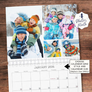 Simple Custom Photo Collage 4 Per Month Calendar