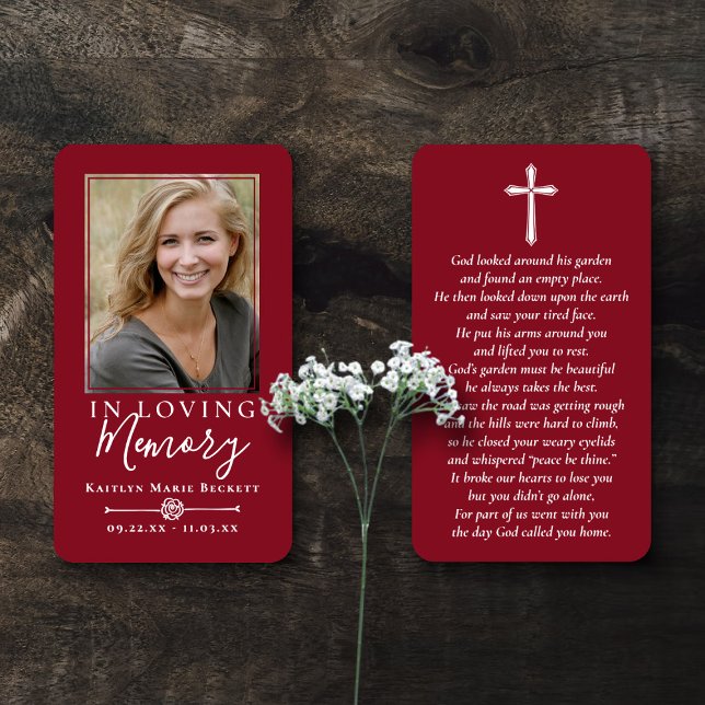Simple Custom Photo Holy Cross Memorial Cards (Creator Uploaded)