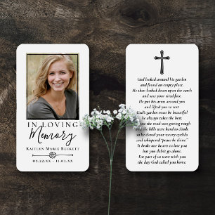 Simple Custom Photo Holy Cross Memorial Cards