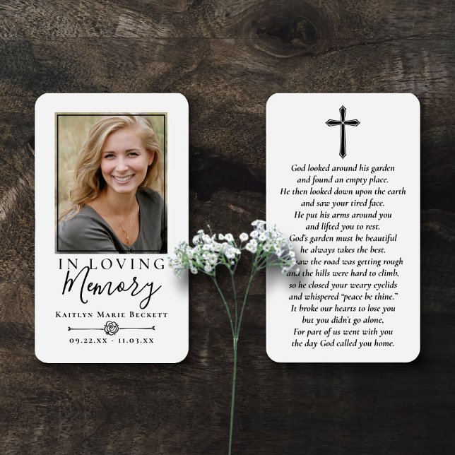Simple Custom Photo Holy Cross Memorial Cards (Creator Uploaded)