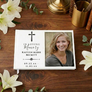 Simple Custom Photo Holy Cross Memorial Guest Book