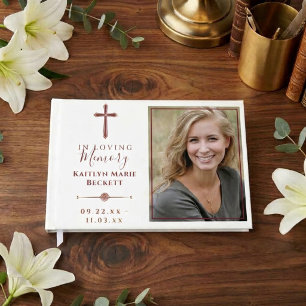 Simple Custom Photo Holy Cross Memorial Guest Book