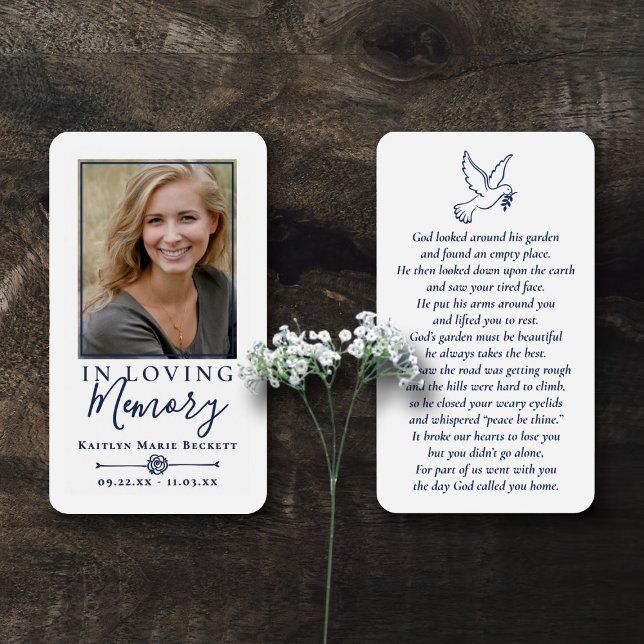 Simple Custom Photo Holy Dove Memorial Cards (Creator Uploaded)